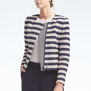 Banana Republic Striped Crop Moto Jacket, Size 2